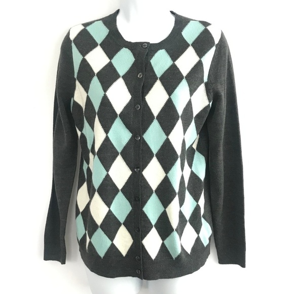 Croft & Barrow Gray/Blue/White Cardigan Sweater - Picture 1 of 8